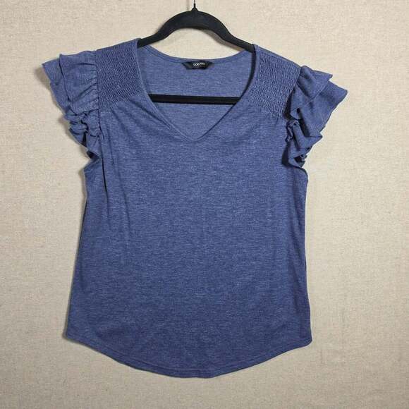 Dokotoo Tops - Dokotoo Shirt Womens Size Small Blue Ruffle Short Sleeve  Knit Tunic